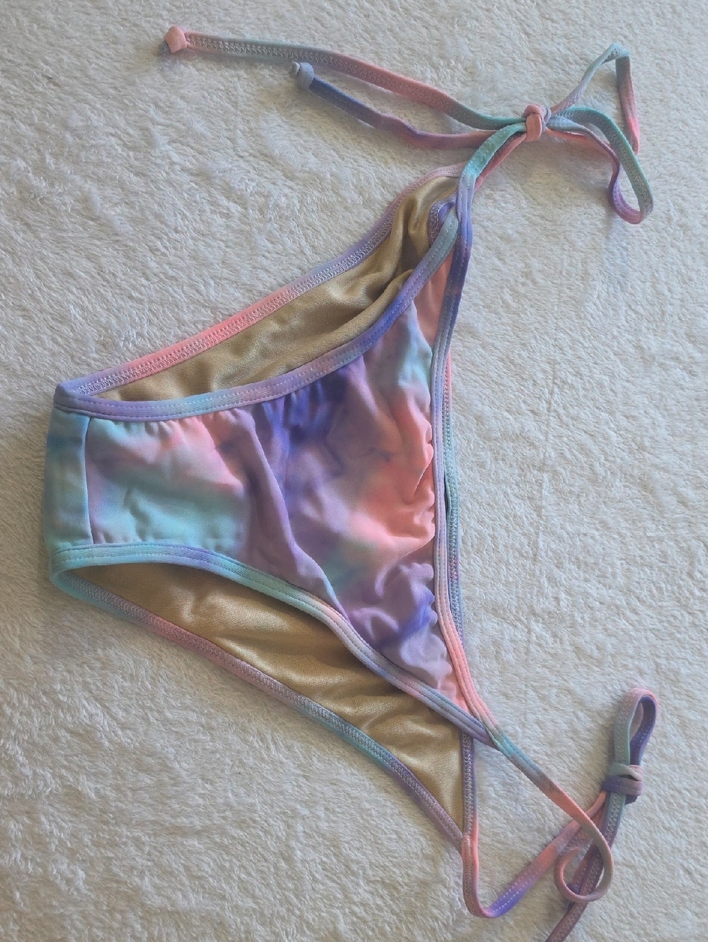 BLVD Pastel Tie-Dye Bikini Bottom in Pink, Purple, Blue